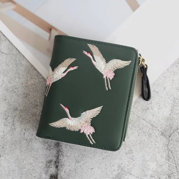 luckyday99 Handbags - Beautiful Mini Vegan Leather Wallet Flamingo Green
